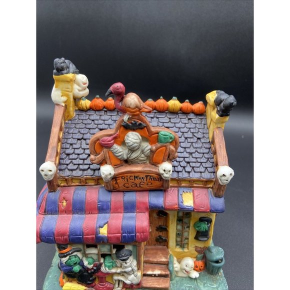 Halloween Harvest Trick or Treat Cafe Lighted Porcelain House - Picture 13 of 16